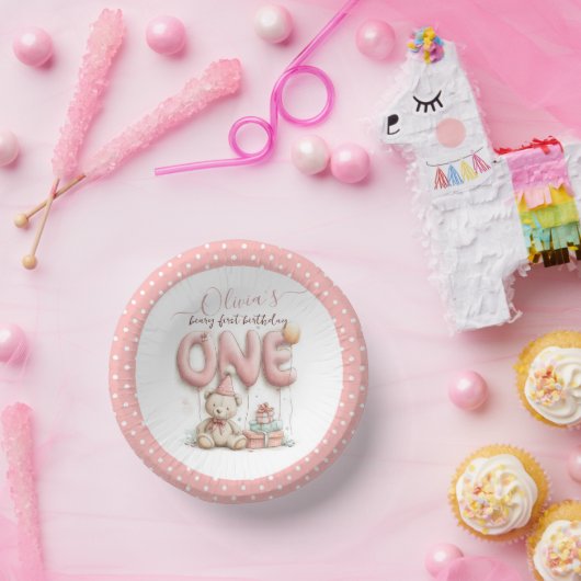 テディベアと一緒にはじめてのお誕生日をお祝い ペーパーボウル (パーティー)