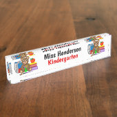 テディベアと学校用品先生 デスクネームプレート (側面)