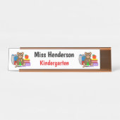 テディベアと学校用品先生 デスクネームプレート (正面)