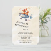 テディベアと彼の飛行機1歳の誕生日パーティー 招待状 (スタンド正面)