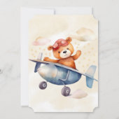 テディベアと彼の飛行機1歳の誕生日パーティー 招待状 (裏面)