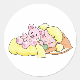 テディベアと眠る少女 ラウンドシール