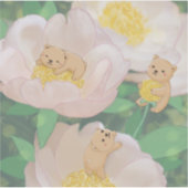 テディベアと花のイラスト シール (正面)