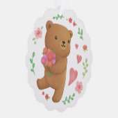 テディベアと花 オーナメントカード (右)