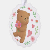 テディベアと花 オーナメントカード (左)