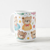 テディベアと花 コーヒーマグカップ (正面左)