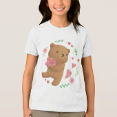 テディベアと花 トライブレンドＴシャツ (正面)