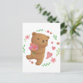 テディベアと花 ポストカード (スタンド正面)