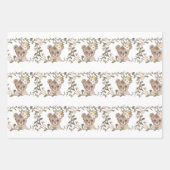 テディベアと花 ラッピングペーパーシート (正面2)