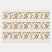 テディベアと花 ラッピングペーパーシート (正面)