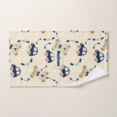 テディベアと車の男の赤ちゃんパターン バスタオルセット (ハンドタオル)