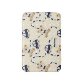 テディベアと車の男の赤ちゃんパターン バスマット (正面縦)