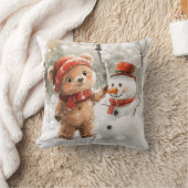 テディベアと雪だるま クッション (ブランケット)