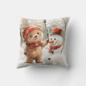 テディベアと雪だるま クッション (裏面)