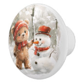 テディベアと雪だるま セラミックノブ (右)
