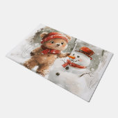 テディベアと雪だるま ドアマット (アングル)