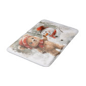 テディベアと雪だるま バスマット (アングル)