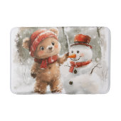 テディベアと雪だるま バスマット (正面)
