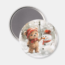 テディベアと雪だるま マグネット