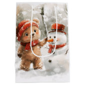 テディベアと雪だるま ミディアムペーパーバッグ (裏面)