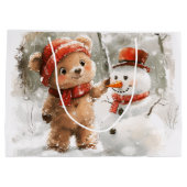 テディベアと雪だるま ラージペーパーバッグ (裏面)