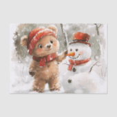 テディベアと雪だるま 薄葉紙 (正面)