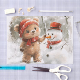 テディベアと雪だるま 薄葉紙