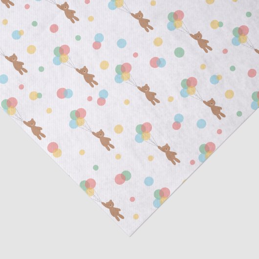 テディベアと風船のかわいい柄のベビー贈り物 薄葉紙 (詳細)