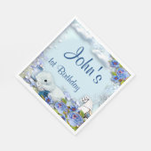 テディベアと馬の誕生日パーティー スタンダードランチョンナプキン (角)