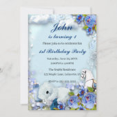 テディベアと馬の誕生日パーティー 招待状 (正面)