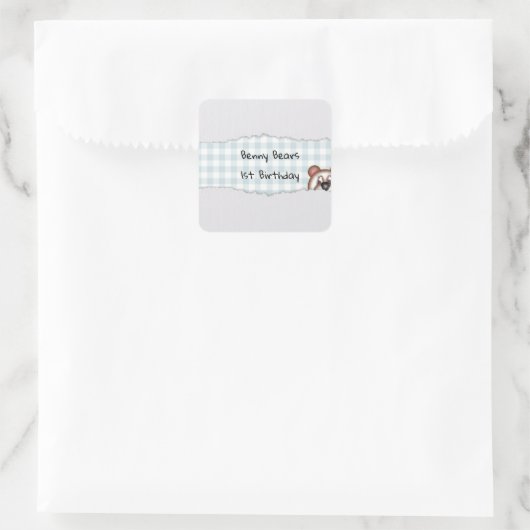 テディベアのぴょこん誕生日 スクエアシール (バッグ)