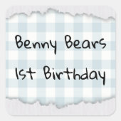 テディベアのぴょこん誕生日 スクエアシール (正面)