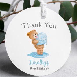 テディベアのアイスクリーム 初誕生日おめでとう フェイバータグ