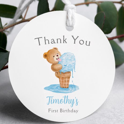テディベアのアイスクリーム 初誕生日おめでとう フェイバータグ