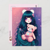 テディベアのアニメガール ポストカード (正面/裏面)