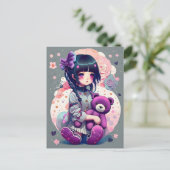 テディベアのアニメガール ポストカード (スタンド正面)