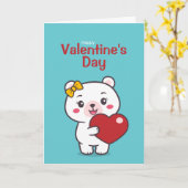 テディベアのイラスト カード (黄色い花)