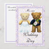 テディベアのウェディング招待状 - 招待状 (正面/裏面)