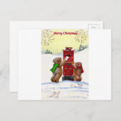 テディベアのクリスマスカード シーズンポストカード (正面/裏面)