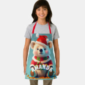 テディベアのクリスマスパーソナライズされたキッズ エプロン (インサイチュ)
