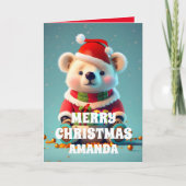 テディベアのクリスマスパーソナライズされたキッズ シーズンカード (正面)