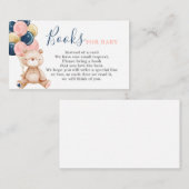 テディベアのジェンダー·リビールが本のカードを持ってくる エンクロージャーカード (正面/裏面)