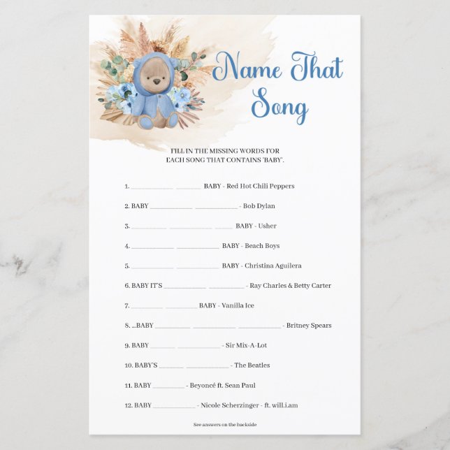 テディベアのススキ青フローラ名その歌 (正面)