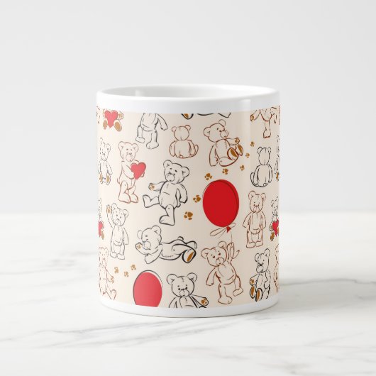 テディベアのテクスチャ ジャンボコーヒーマグカップ (正面)