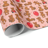 テディベアのテクスチャ、ハート ラッピングペーパー (ロールコーナー)