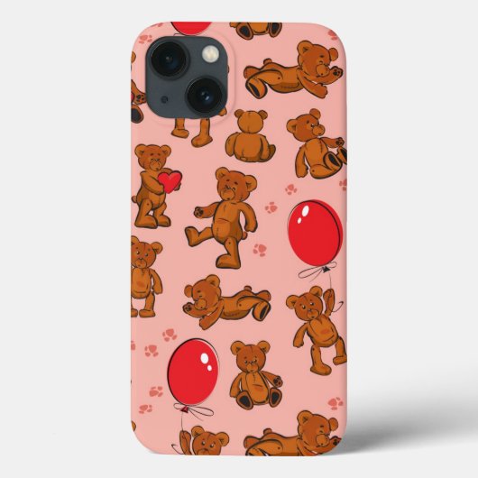テディベアのテクスチャ、ハート Case-Mate iPhoneケース (裏面)