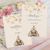 テディベアのテントのベージュのベビーシャワーサンキューカード