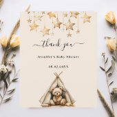 テディベアのテントのベージュのベビーシャワーサンキューカード
