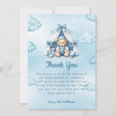 テディベアのテントベビーシャワーサンキューカード サンキューカード (正面)