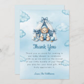 テディベアのテントベビーシャワーサンキューカード サンキューカード (正面/裏面)